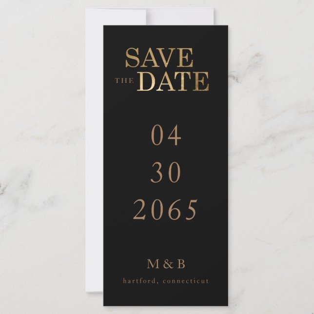Glam Svart & Guld Monogram Spara Datum (Framsida)