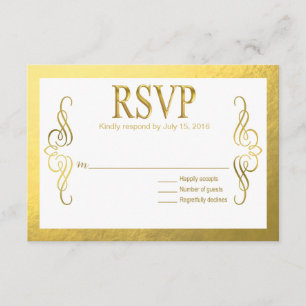 Glam Swirly Flourish Gold Foil OSA guld vit Kort