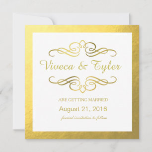 Glam Swirly Flourish Gold Foil Save Date Spara Datumet