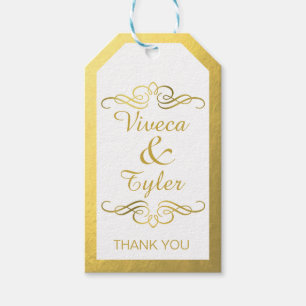 Glam Swirly Flourish Gold Foil Tack Presentetikett