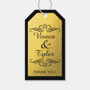 Glam Swirly Flourish Gold Foil Tack Presentetikett