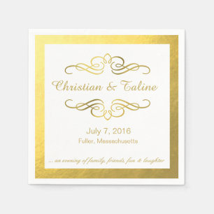 Glam Swirly Flourish Guld Outline Bröllop Pappersservett