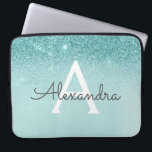 Glam Teal Aqua Blue Glitter och Gnistra Monogram Laptop Fodral<br><div class="desc">Glam Teal - Aqua Blue - Mint Ombre Faux Glitter och Gnistra Modern och Elegant Monogram Fodral. Fodral kan anpassas så att det omfattar ditt första och första namn.</div>