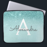Glam Teal Aqua Blue Glitter och Gnistra Monogram Laptop Fodral<br><div class="desc">Glam Teal - Aqua Blue - Mint Ombre Faux Glitter och Gnistra Modern och Elegant Monogram Fodral. Fodral kan anpassas så att det omfattar ditt första och första namn.</div>
