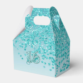 Glam Teal Blue Glitter 16 Birthday Presentaskar
