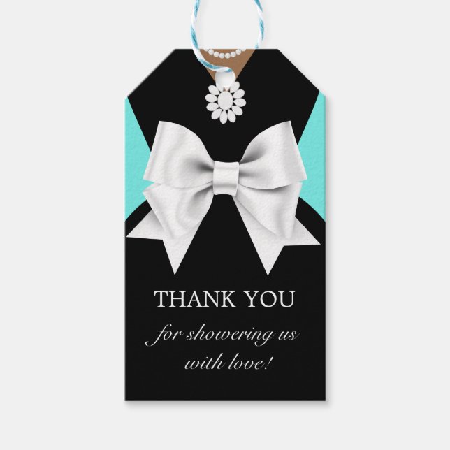 Glam Teal Elegant Ethnic Tiffany Baby Shower Märkr Presentetikett (Framsidan)