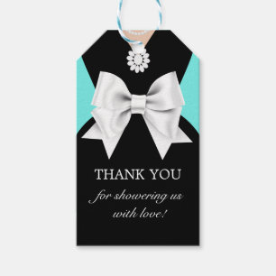 Glam Teal Elegant Tiffany Baby Shower Favor Taggar Presentetikett