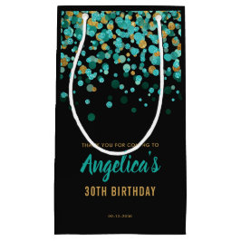 Glam Teal Guld Glitter Confetti Black Birthday