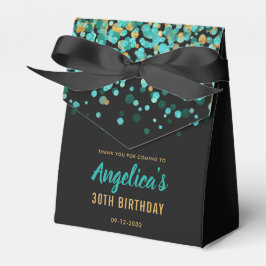 Glam Teal Guld Glitter Confetti Tack födelsedagen Presentaskar