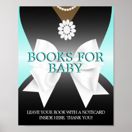 Glam Teal Tiffany Baby Shower Bokar för Baby-tecke Poster
