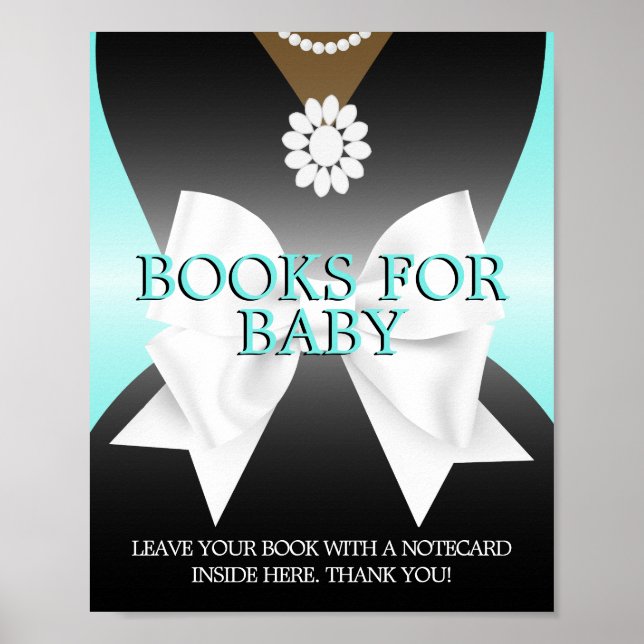 Glam Teal Tiffany Baby Shower Bokar för Baby-tecke Poster (Framsidan)