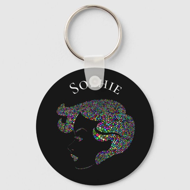 Glam tjej med hjärtan namn nyckelring (Framsida)