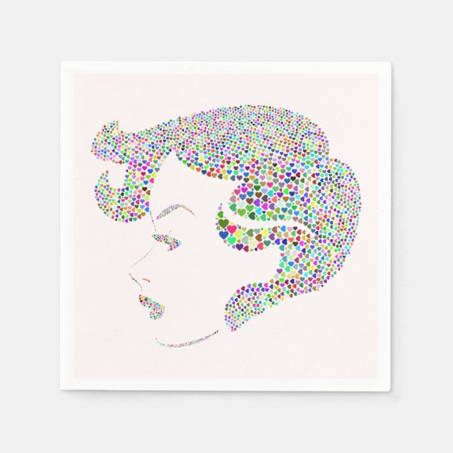 Glam tjej med hjärtan pappersservett (Framsidan)