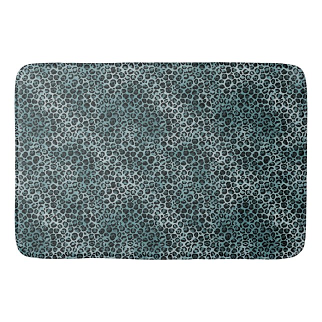 Glam Turcoise Teal Blue Leopard Skriv ut Ombre Badrumsmatta (Framsidan)