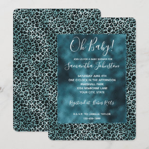 Glam Turcoise Teal Blue Leopard Skriv ut Ombre Inbjudningar