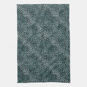 Glam Turcoise Teal Blue Leopard Skriv ut Ombre Kökshandduk