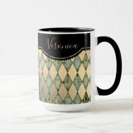 Glam Turkvoise Harlequin Personlig Mugg