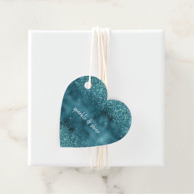 Glam Turkvoise Teal Blue Glitter Gåvor Etiketter (På plats)