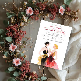 Glam Two Elegant Women Galentines Day Party Inbjudningar