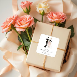 Glam Two Pretty Elegant Ladies Galentine's Day Fyrkantigt Klistermärke