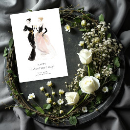 Glam Two Pretty Elegant Women Galentine's Day Kort