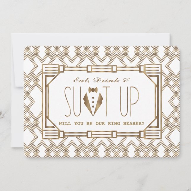 Glam Underbar Gatsby KOMMER DU ATT VARA MY RING BE Inbjudningar (Framsida)