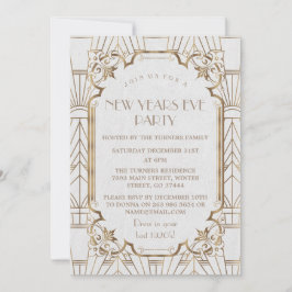 Glam Underbar Gatsby White 20:e Nyårsafton Party Inbjudningar