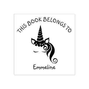 Glam Unicorn Bookplate Tillhöret Bok till Namn Stämpel