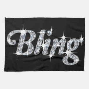 Glam-utskrift med faux diamant bling-design kökshandduk