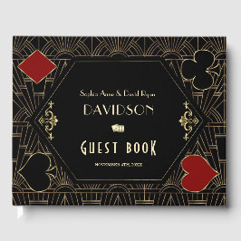 Glam Vegas Casino Guld Art Deco Bröllop Gästböcker