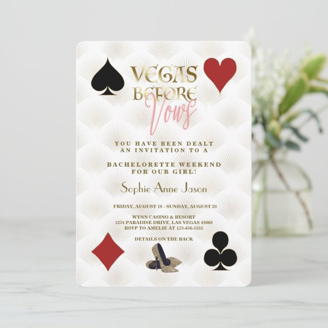 Glam Vegas Före Vows Casino Gatsby Bachelorette Inbjudningar (Stående Fram)