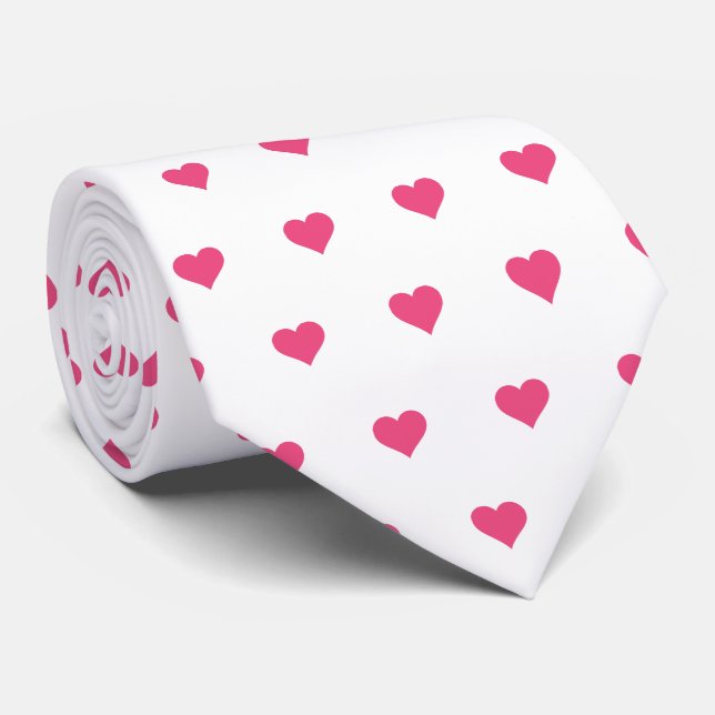 Glam vit och rosa hjärta halsduk slips (Rullad)