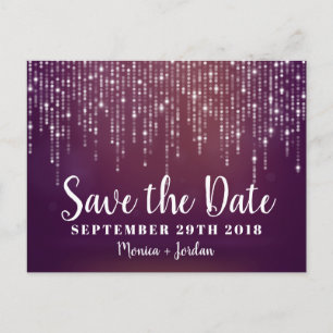 Glam vita änglalyktor rosa lila SAVE THE DATE Meddelande Vykort