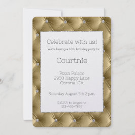 Glam Warm Guld Faux Velvet Birthday Inbjudningar