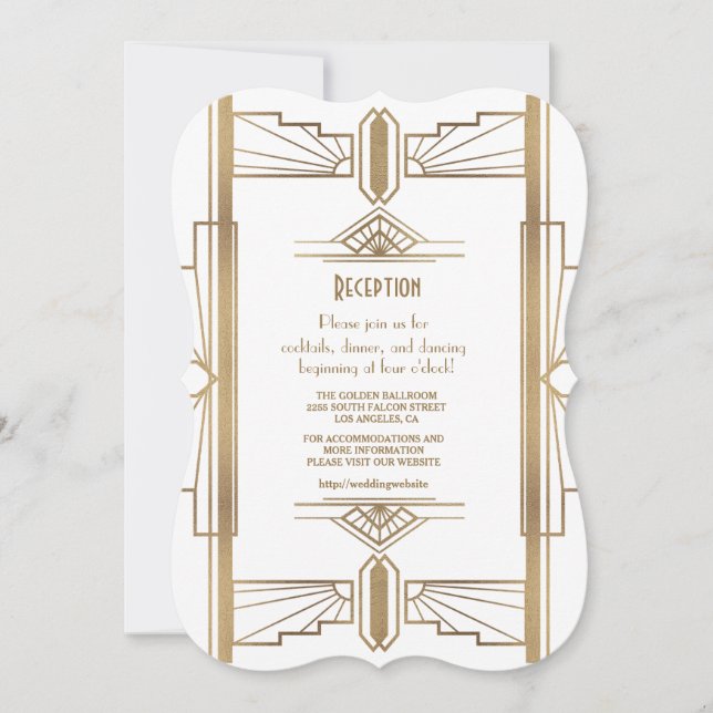 Glam White1920-talets Great Gatsby 1920-tals motta Inbjudningar (Framsida)