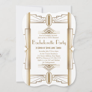 Glam White 1920-talets Underbara Gatsby Bacheloret Inbjudningar