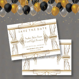 Glam White 1920's Underbar Gatsby Save Date Spara Datumet