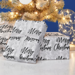 Glam White Blommigt Glitter God jul-skript Presentpapper