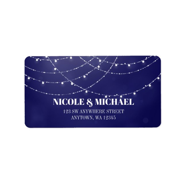Glam White Fairy Ljus Blue Adressetikett (Framsidan)