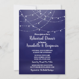 Glam White Fairy Ljus Blue Rehearsal Dinner Inbjudningar