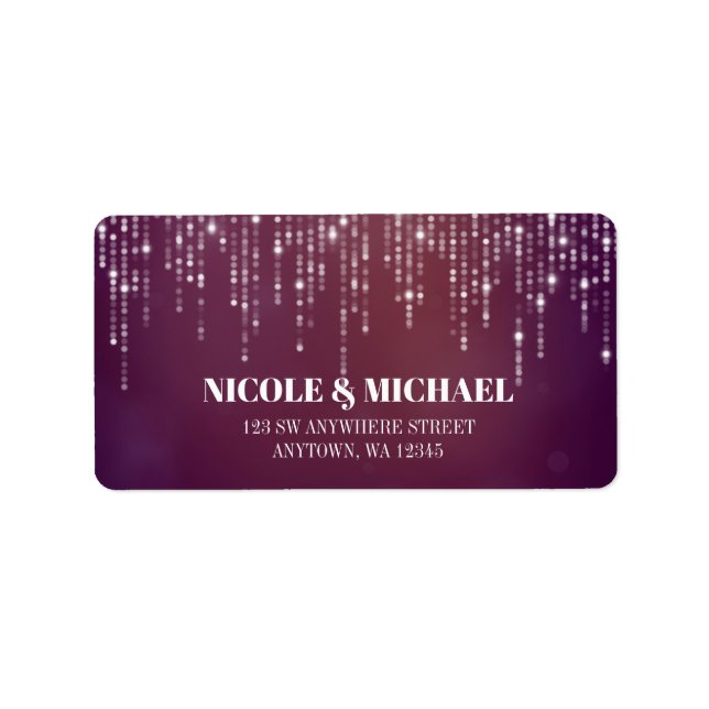 Glam White Fairy Ljus lila rosa bokeh Adressetikett (Framsidan)