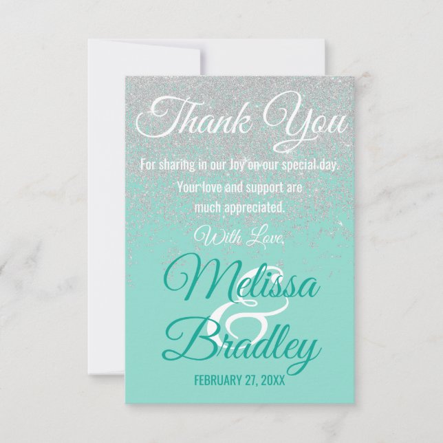 Glam White Glitter Sparkles Teal Tack (Framsida)