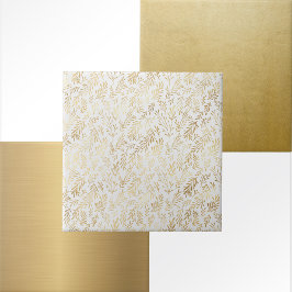 Glam White Guld Lövs Kakelplatta