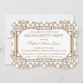 Glam White Guld Underbar Gatsby Bachelorette Party Inbjudningar