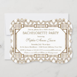 Glam White Guld Underbar Gatsby Bachelorette Party Inbjudningar
