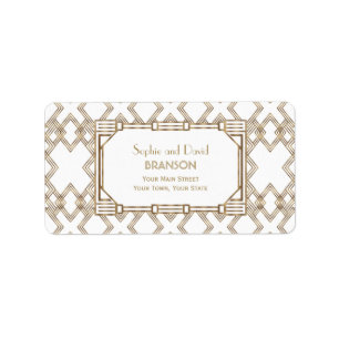 Glam White Guld Underbar Gatsby Bröllop Adressetikett