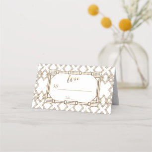 Glam White Guld Underbar Gatsby Bröllop Placeringskort