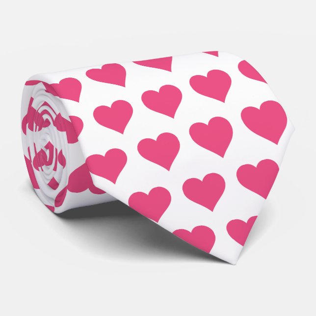 Glam White och Rosa Hearts Neck Tie Slips (Rullad)