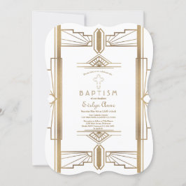 Glam White Roaring 20:s Underbara Gatsby Baptism Inbjudningar