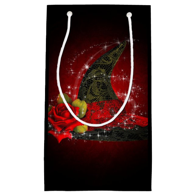 Glam Witch Hat Lacy Black & Red Gnistra Party (Framsidan)